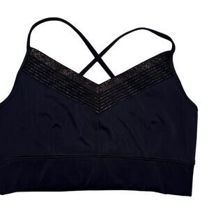 NYLORA Sports Bra V-Neck Crossback Black Metallic Small
